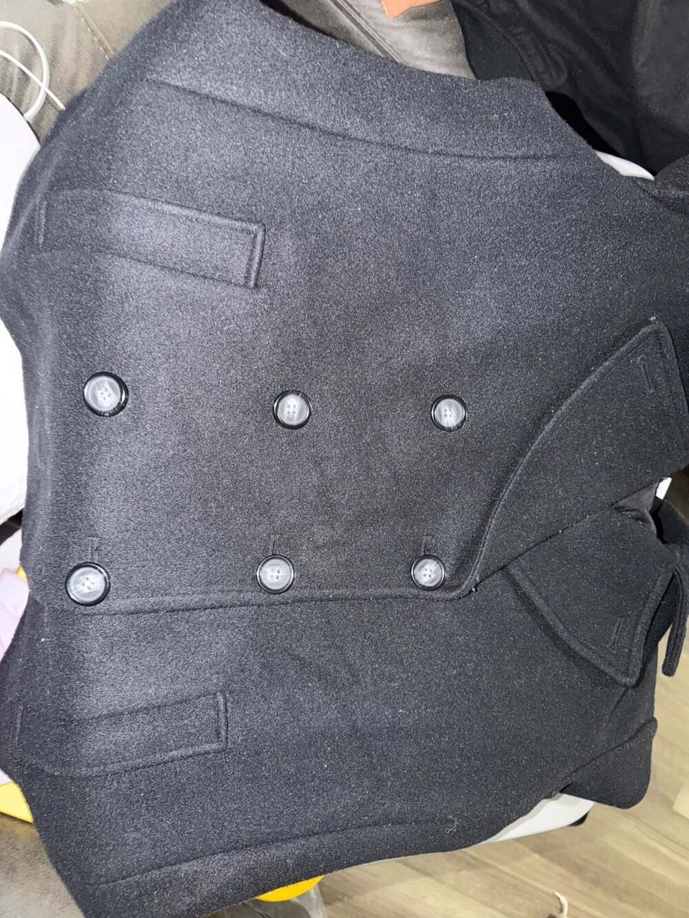 Old Navy Black Wool Blend Double Breasted Pea Coat XL